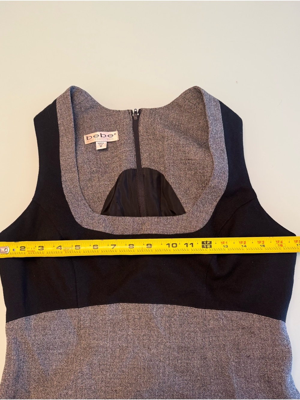 Vintage Bebe 100% Wool Colorblock Pinafore A-Line Mini Dress (Made in USA) - Picture 5 of 10